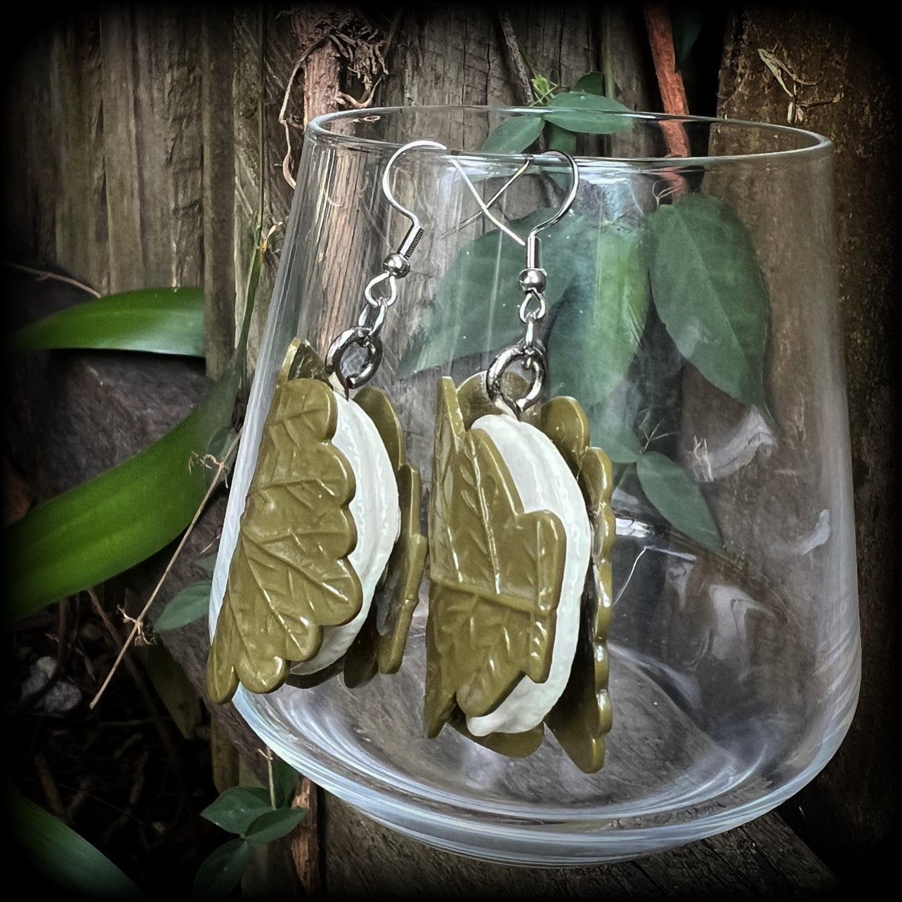 Kashiwa Mochi earrings Japanese food earrings Dessert earrings Red bean cake earrings Oak leaf earrings Sakura Cake earrings Candy earrings