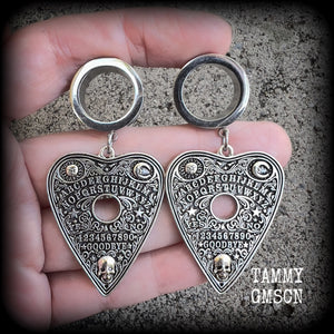 Ouija board planchette tunnel earrings