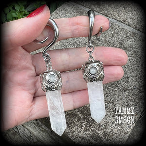 Clear quartz ear weights 