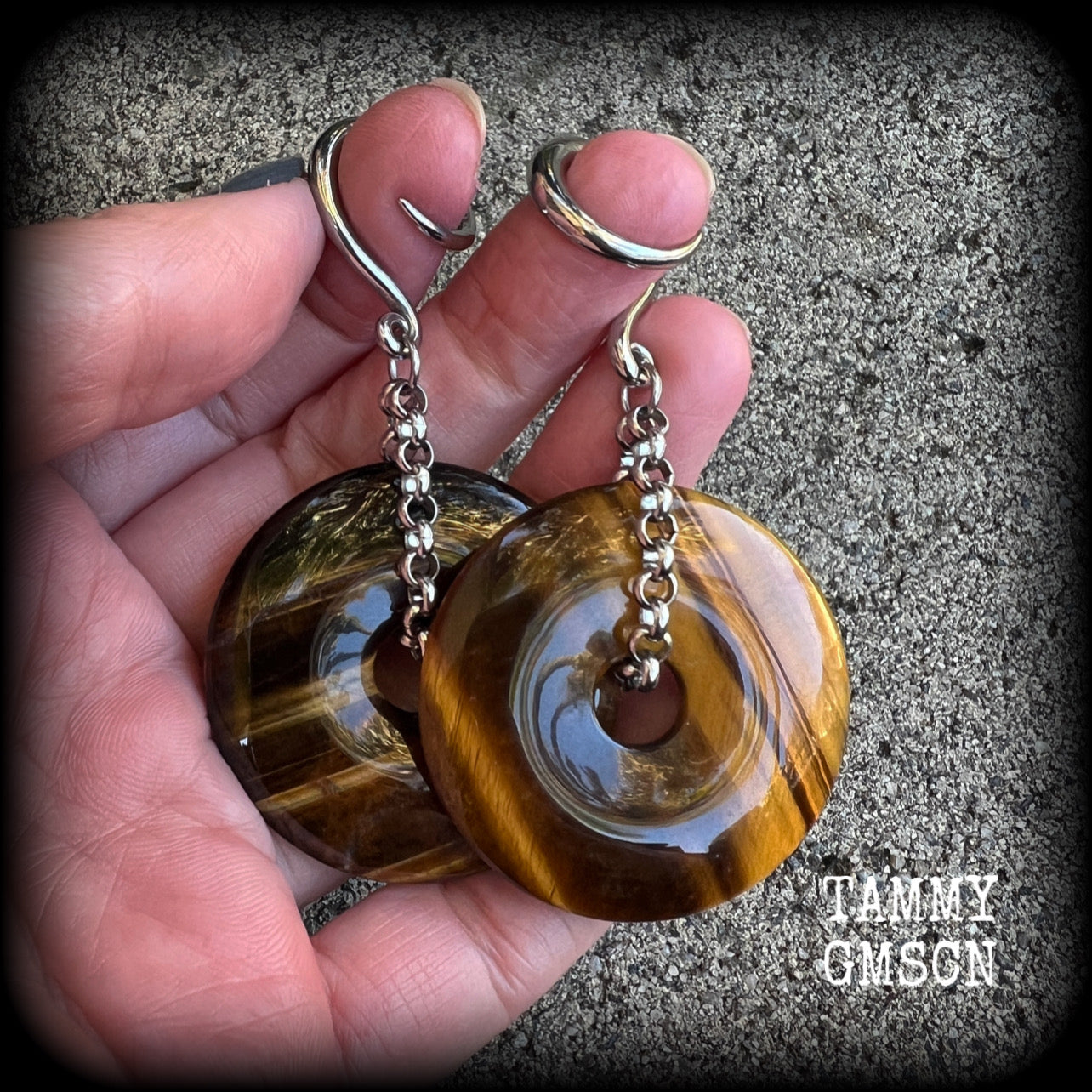 Tigers eye ear gauges 