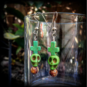 Day of the Dead earrings-Stone skull halloween earrings