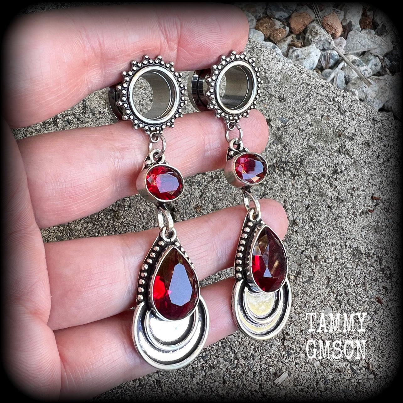 Garnet ear gauges