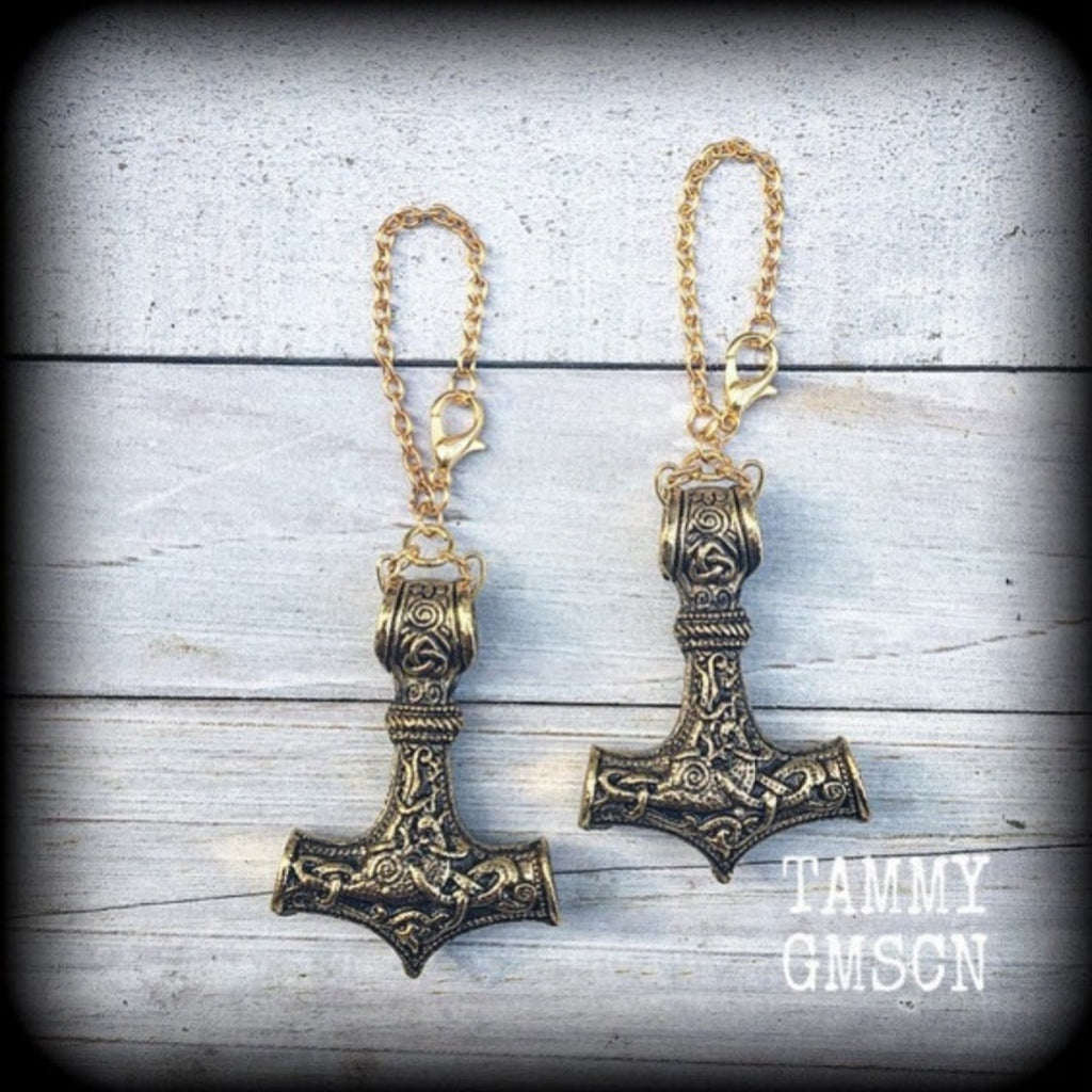 Thors Hammer earrings-Tunnel friendly earrings