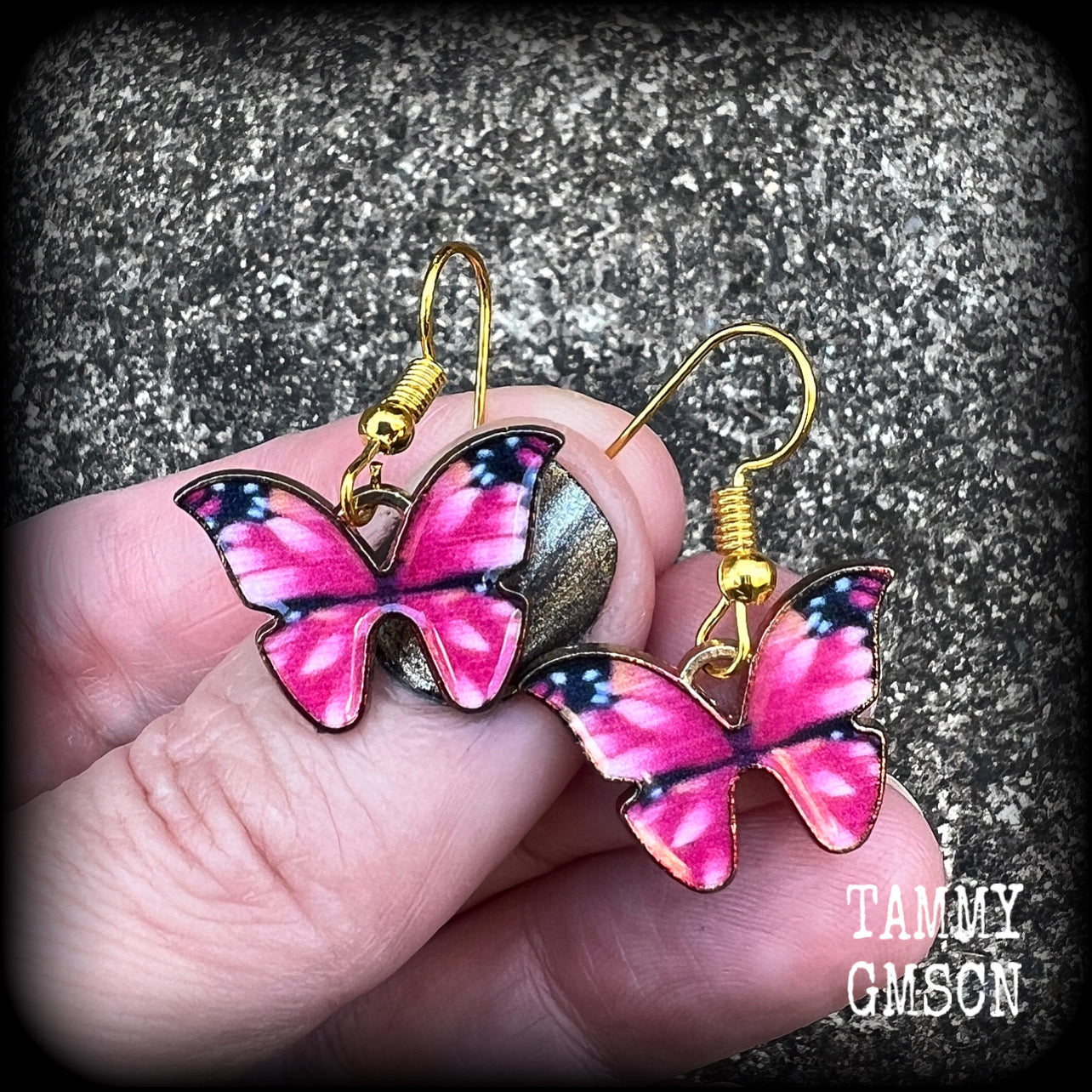 Pink butterfly earrings Butterfly jewelry Entomologist Entomology Insect earrings Insect jewelry Bugs earrings Gifts for girls Gifts for her Secret sanra Stocking stuffers Santa stocking Christmas gifts Christmas presents Fairycore Cottagecore