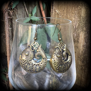 Brass lucky fish earrings