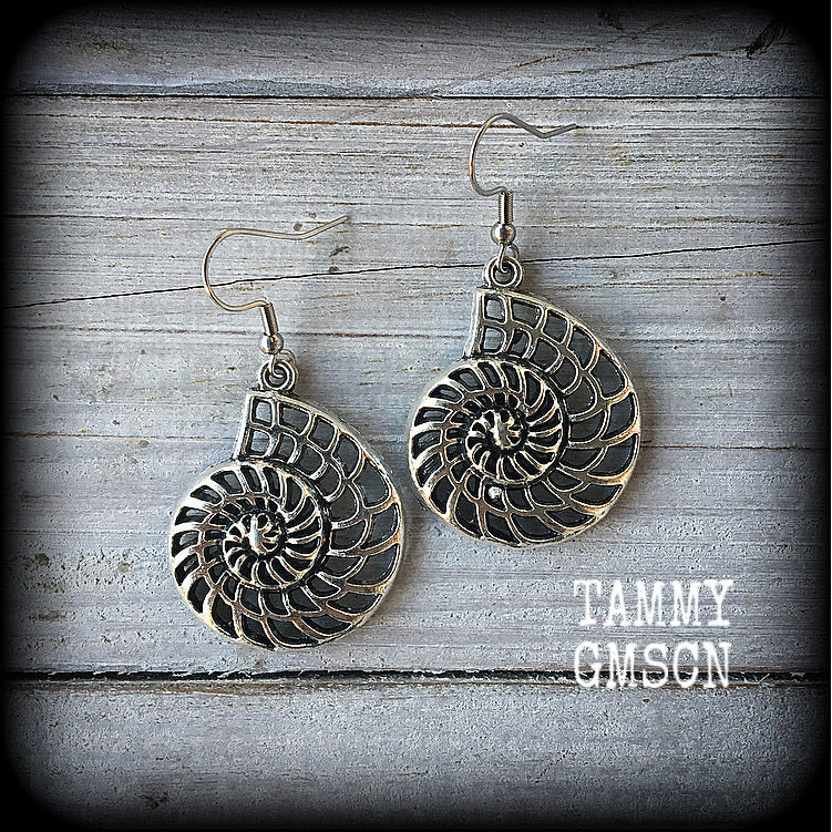 Fibonacci Spiral earrings Nautilus spiral earrings Mollusc earrings Insect earrings Bugs earrings Shrimps is bugs earrings Insect jewellery
