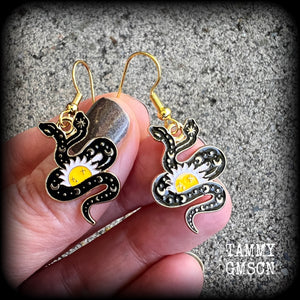 Two headed celestial snake earrings