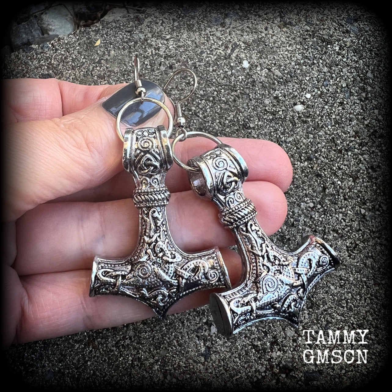 Thors Hammer earrings-Viking jewelry