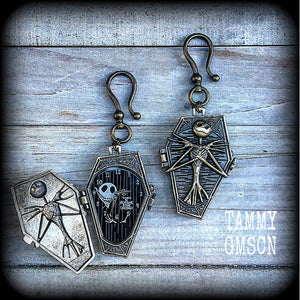 Nightmare Before Christmas earrings-Coffin ear hangers