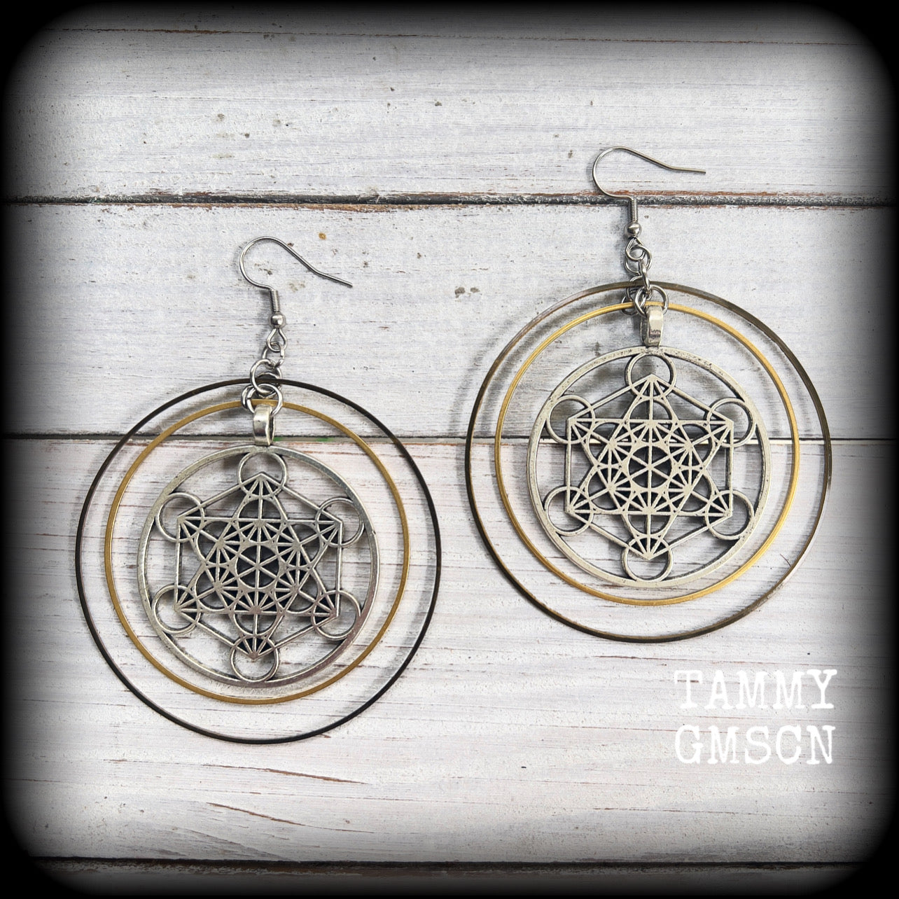 Metatrons cube earrings-Sacred Geometry earrings