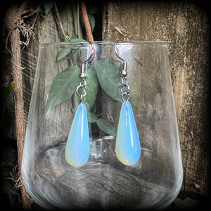 Opalite teardrop earrings-Moonstone earrings