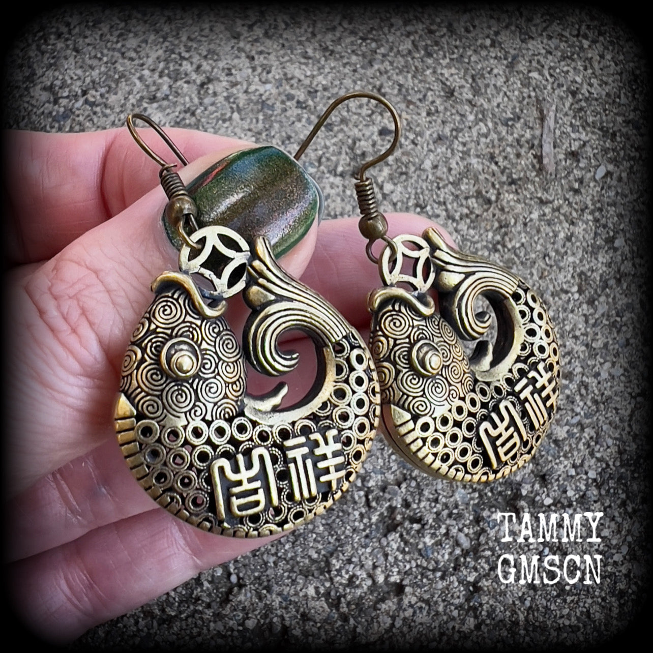 Brass lucky fish earrings