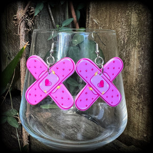 Pink plaster heart earrings