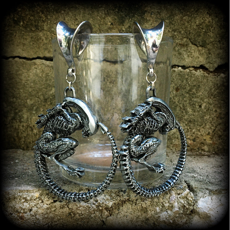 Alien Xenomorph ear weights-Ear gauges