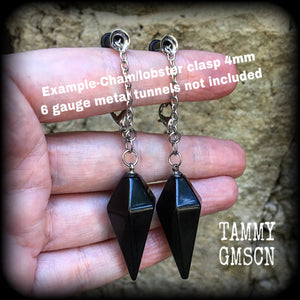 6 gauge obsidian tunnel earrings 