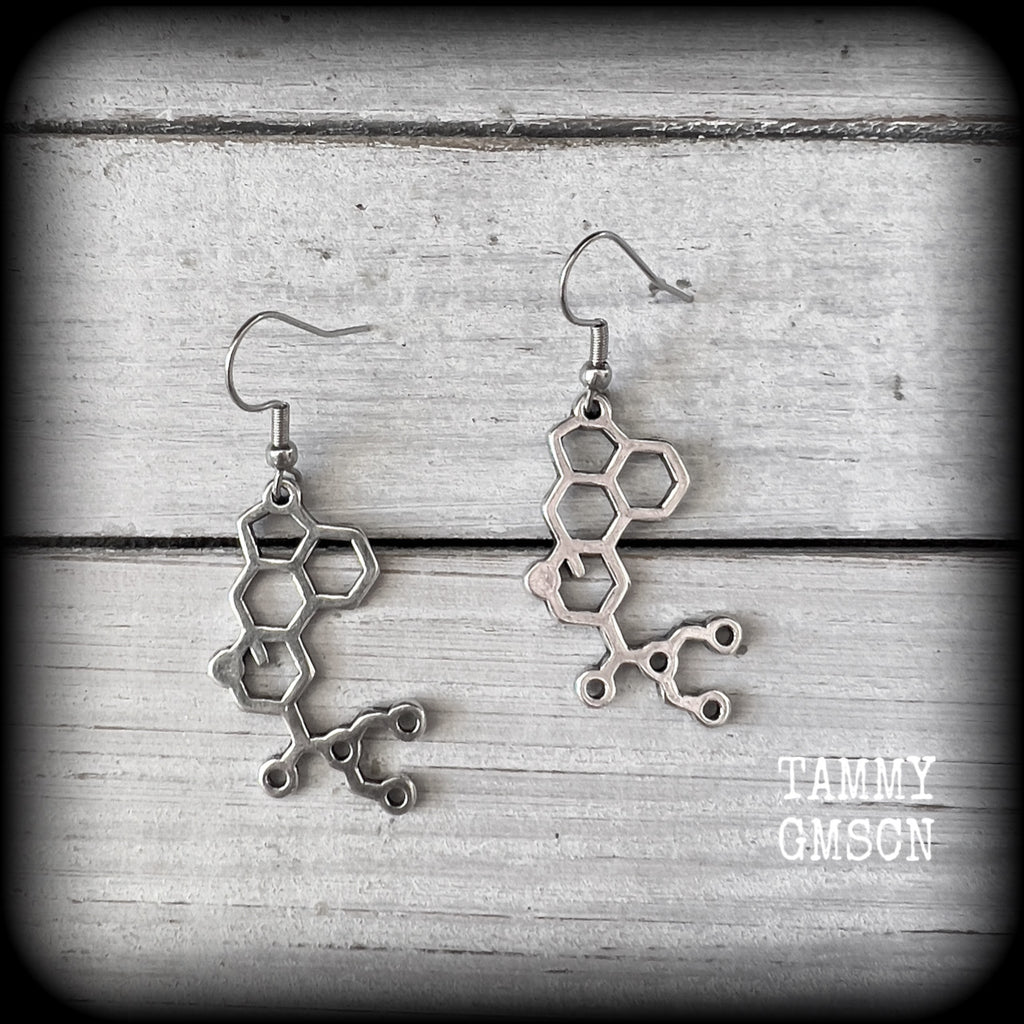 LSD molecule earrings Molecules earrings Molecule jewelry Acid earrings Trip earrings Acid trip Rave Doof doof jewelry Psychedelics earrings Music earrings Lucy Lucy in the sky with diamonds Tunnels Pierced Ear gauged Stretched ears Body jewelry 