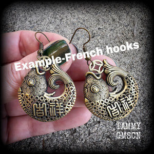 Brass lucky fish earrings