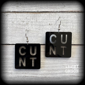 See you next tuesday earrings CUNT earrings Word tile earrings Letter tile earrings Game tile Board games Earrings Ear jewelry Jewelry Punk grrl Punk earrings Punk jewelry Riot girl Riot grrl Punk fashion Offensive Secret santa Christmas gifts Kriss