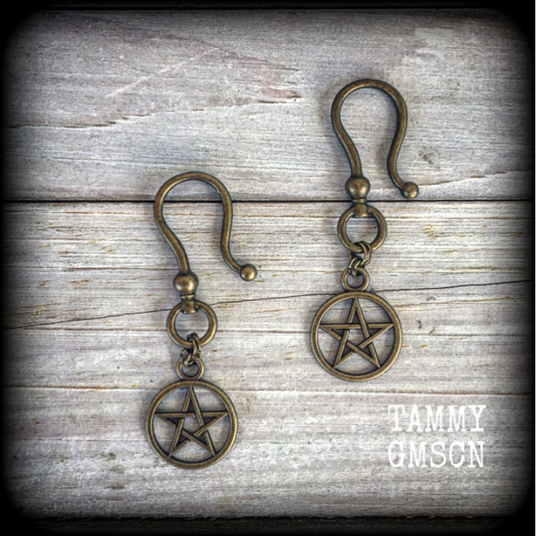 Bronze pentagram earrings 