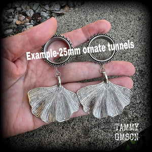 Lotus leaf tunnel earrings-Boho tunnels