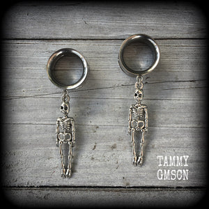 Skeleton tunnel dangles-Halloween tunnel earrings