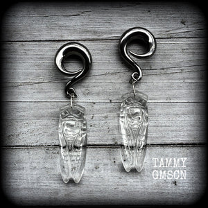 Quartz cicada ear hangers