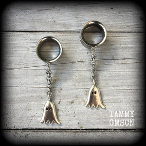 Ghost tunnel earrings-Halloween tunnel dangles