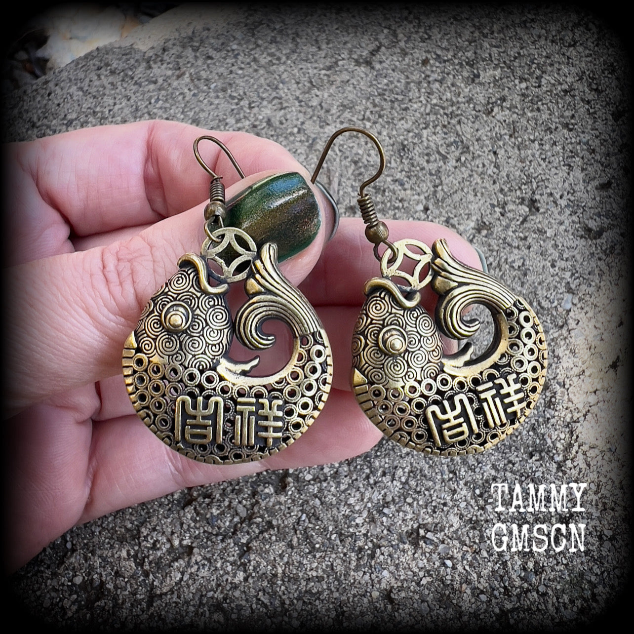 Brass lucky fish earrings