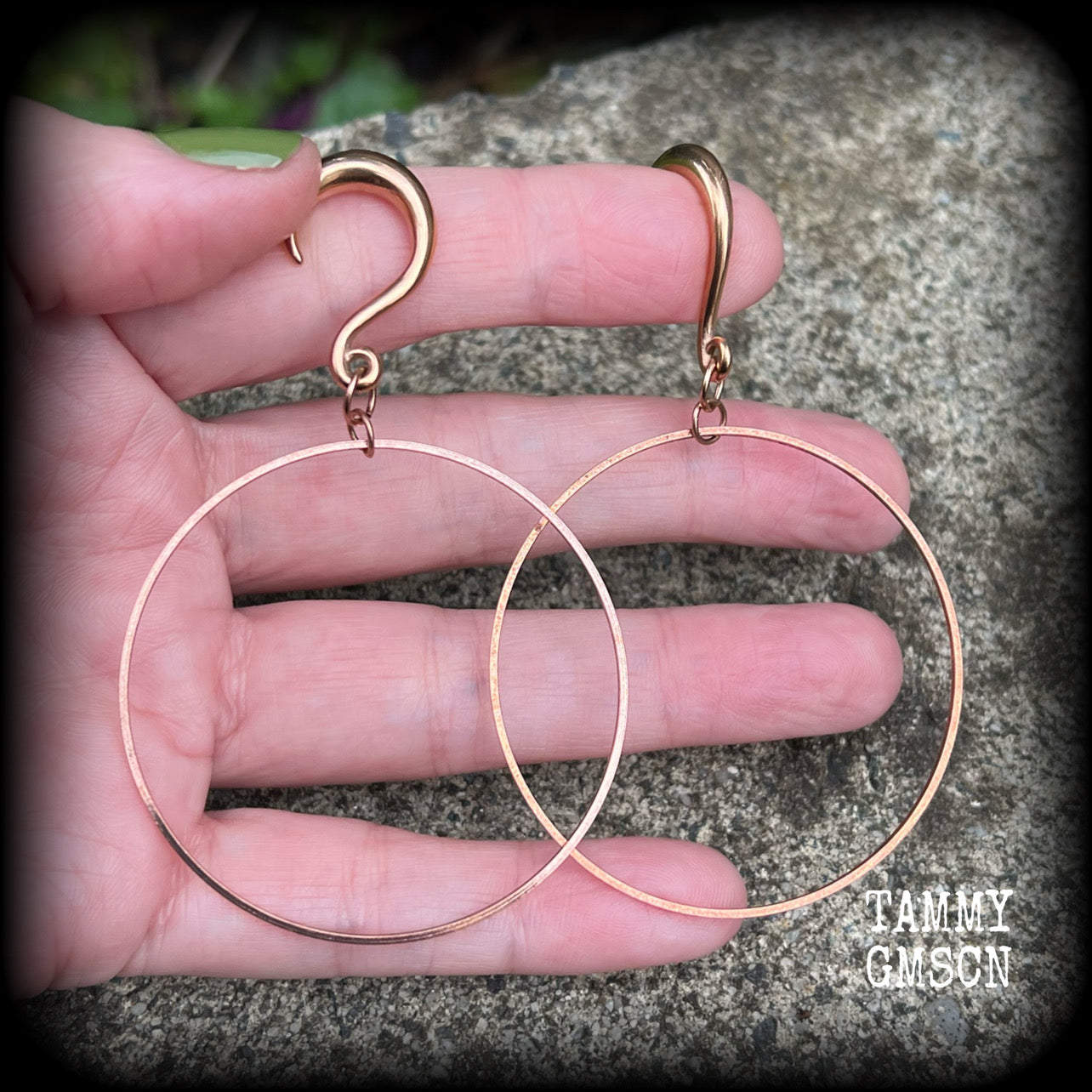 Hoop earrings Rose gold hoop earrings Hoop gauged earrings Hoop ear weights Tunnel hoops 6 gauge ear hangers 6g 2g 0g 00g 1/2" 9/16" 5/8" 3/4" 7/8” 1” Stretched ears Stretched lobes Gauged ears Body jewelry ear gauges