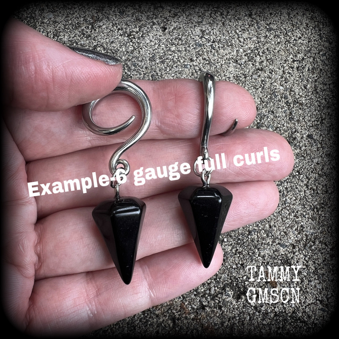 Black obsidian gauged earrings-Gemstone gauges