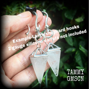 Gemstone ear weights Clear quartz earrings Ear hangers Gemstone ear weights Tunnel earrings Tunnel dangles Stretched ears Stretched lobes