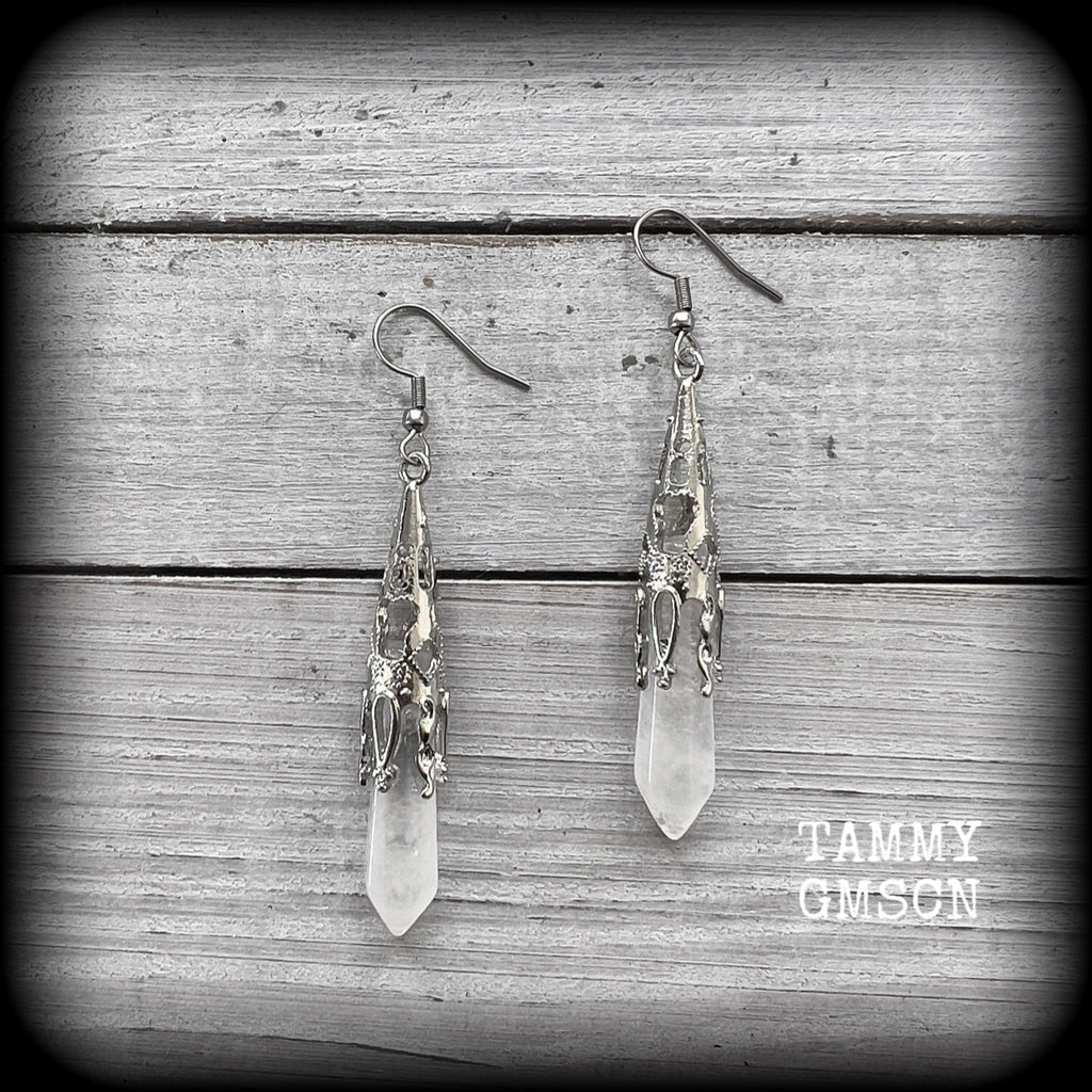 Gothic quartz earrings-Gemstone earrings