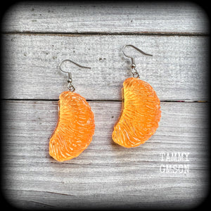 Orange segment earrings-Fruit earrings