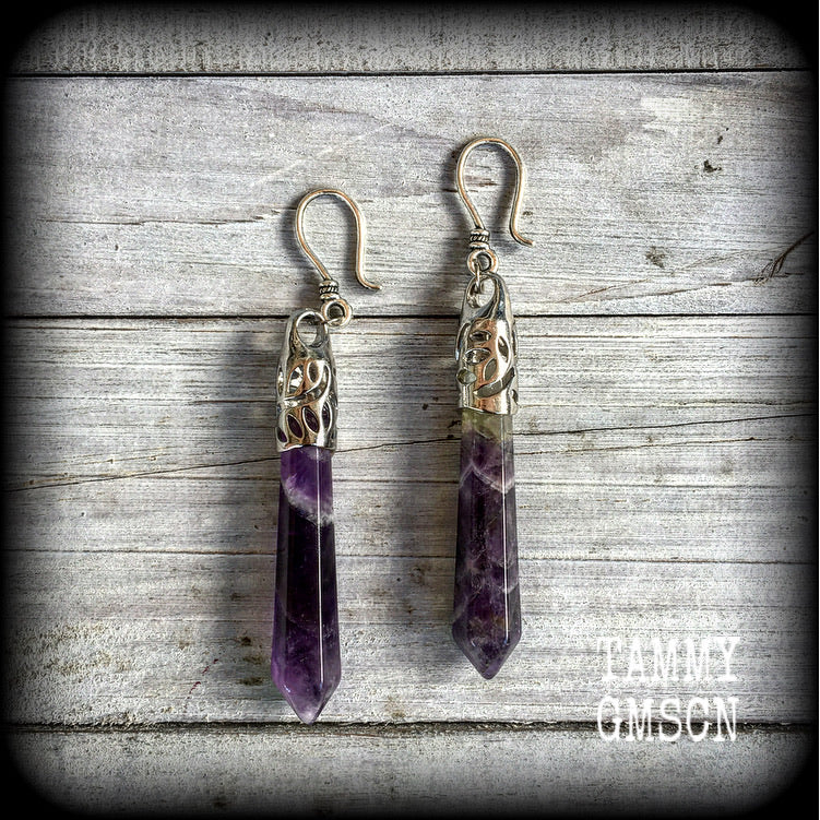 Amethyst ear hangers