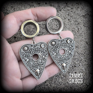 Ouija board planchette tunnel earrings