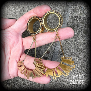 Ishtar tunnel earrings-Tribal tunnel dangles