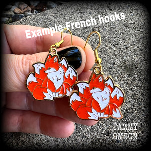 Red fox earrings-Kitsune earrings