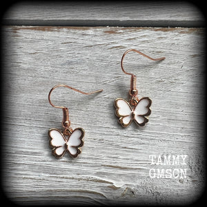 White butterfly earrings