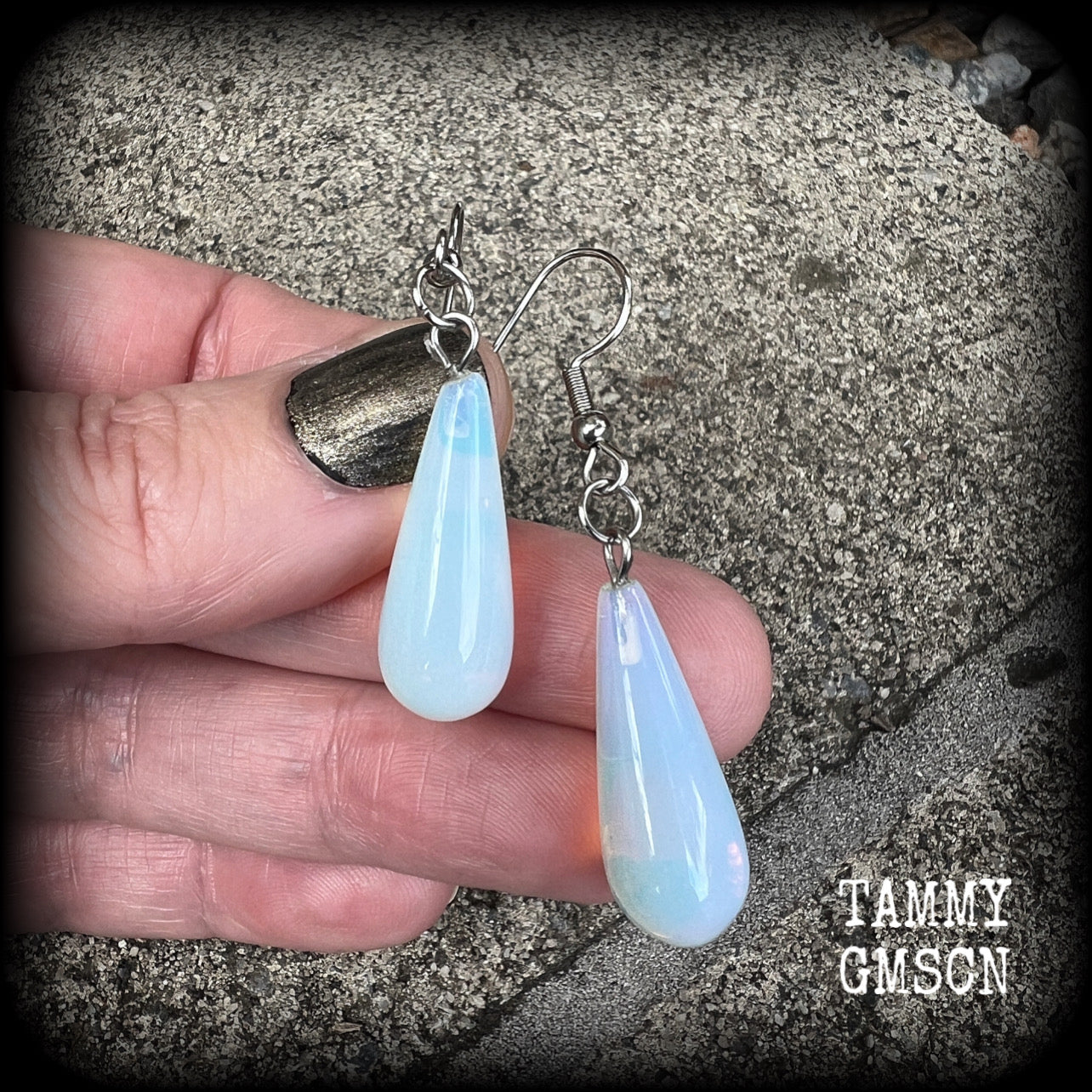 Opalite teardrop earrings-Moonstone earrings