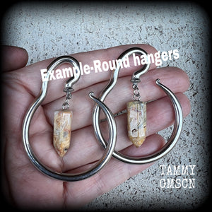 Lace agate ear hangers-Round ear gauges