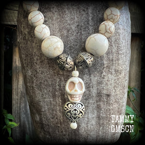 Skull and heart necklace-Erzulie necklace
