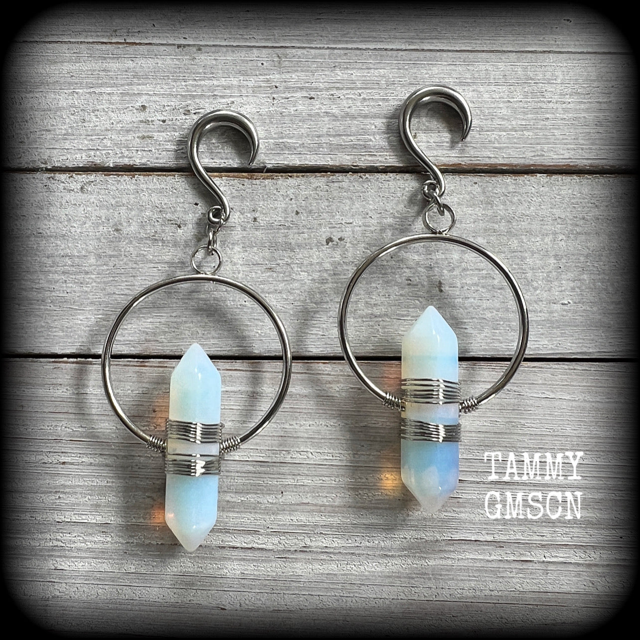 Opalite gauged earrings 