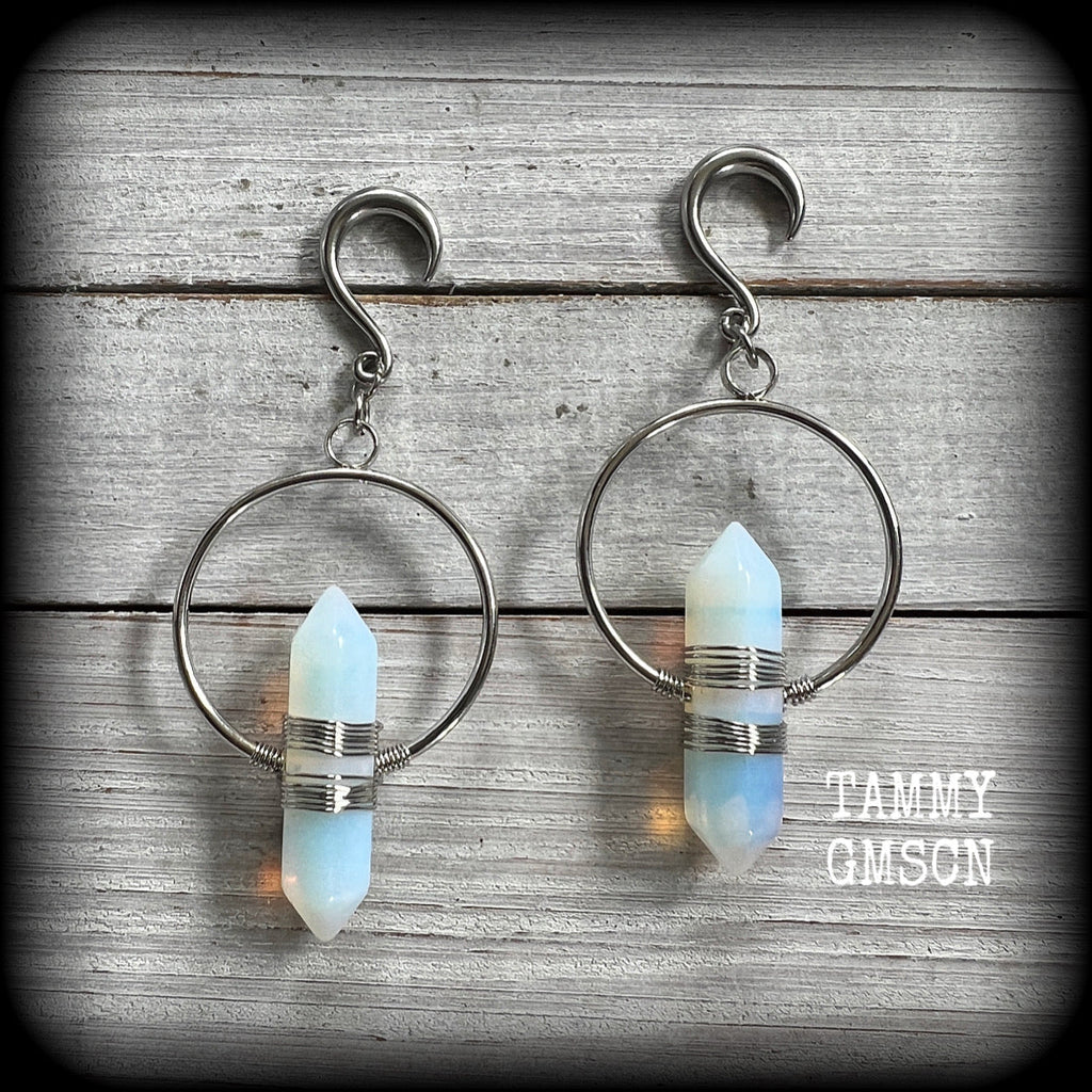 Opalite gauged earrings 
