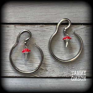 Red mushroom ear hangers