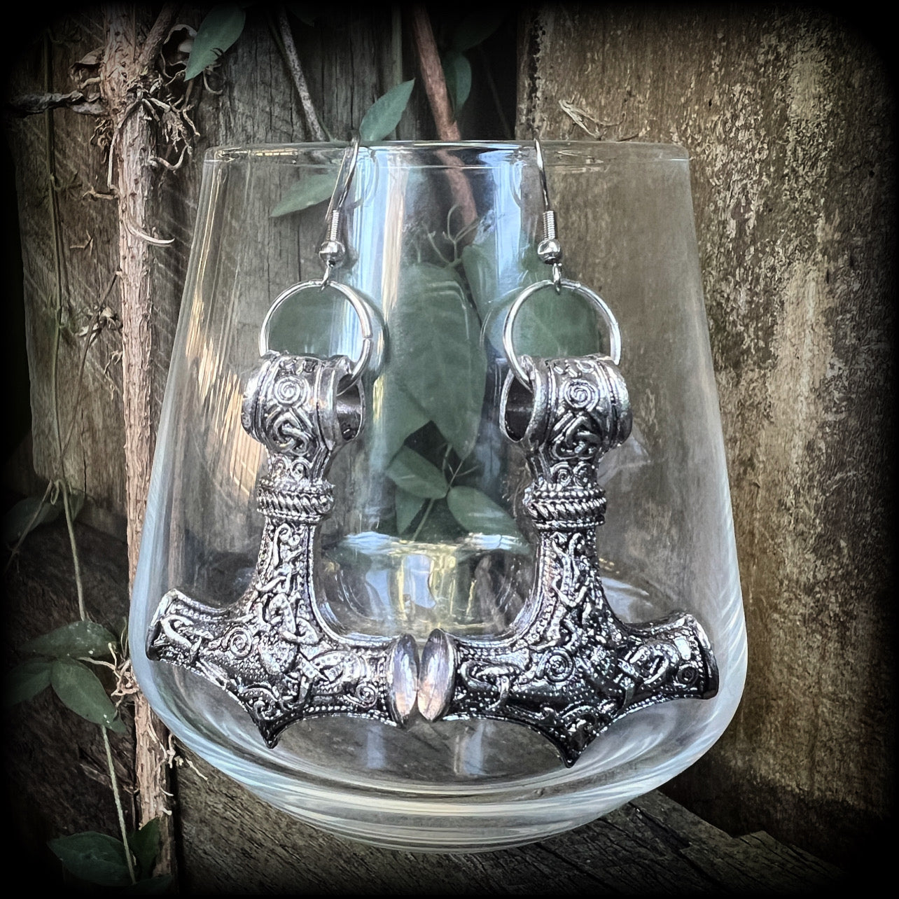 Thors Hammer earrings-Viking jewelry