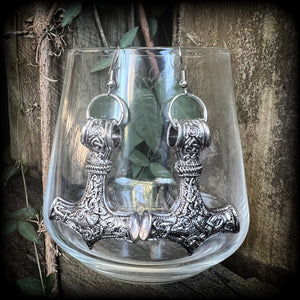 Thors Hammer earrings-Viking jewelry