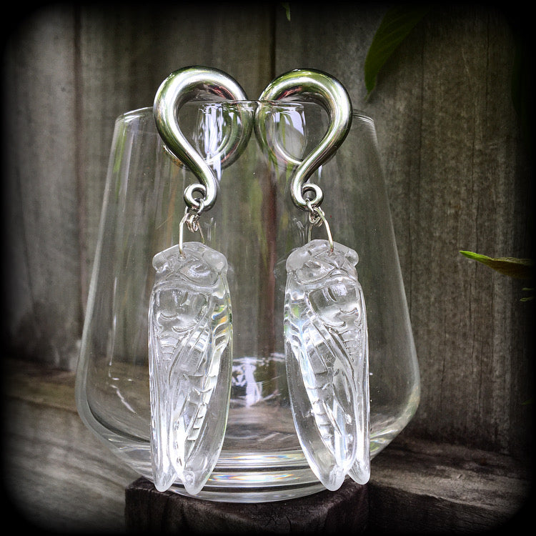 Quartz cicada ear hangers