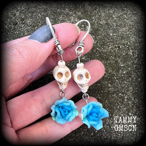 Skull and Rose Day of the Dead earrings