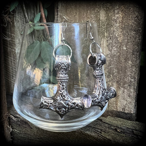Thors Hammer earrings-Viking jewelry