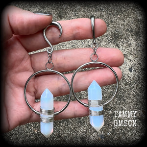 Opalite gauged earrings 